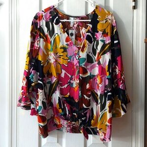 Mirror Image 3X Bold & Colorful Blouse NWT